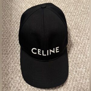 Authentic Celine Black Cotton Baseball Cap